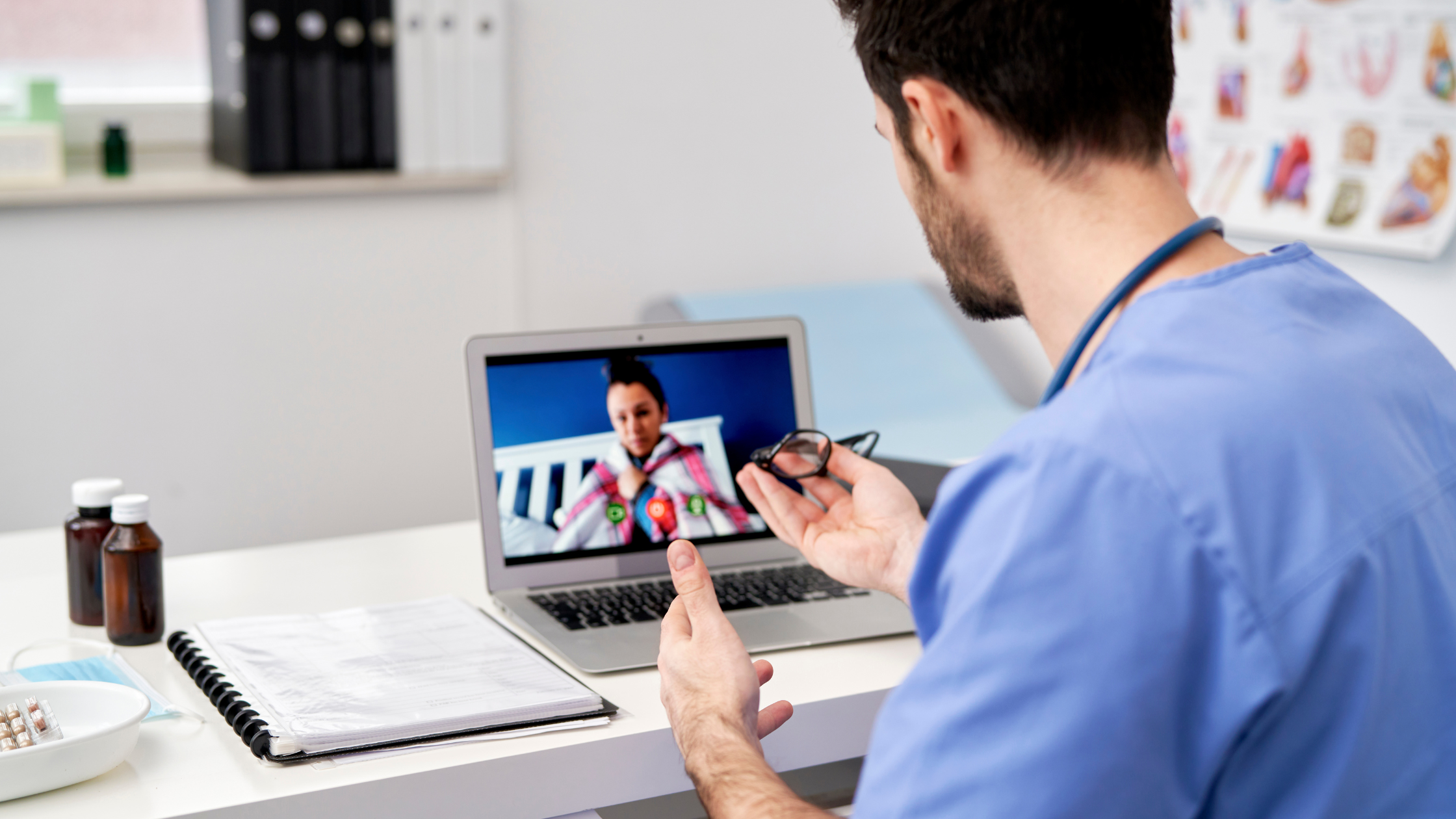 doctor and sick patient having a telehealth appointment 