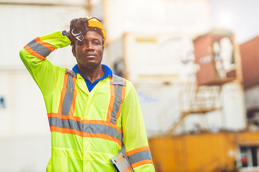 Construction worker with heat exhaustion