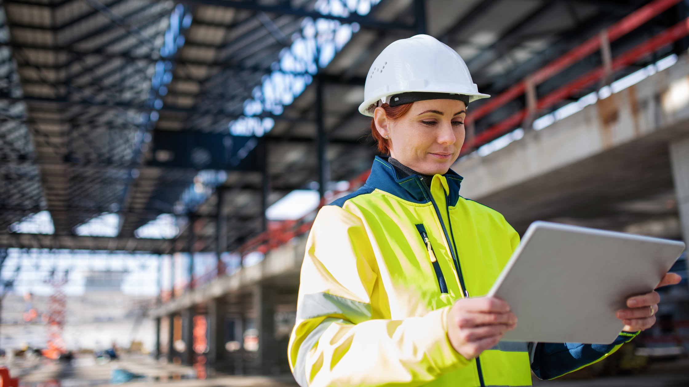 construction worker on ipad