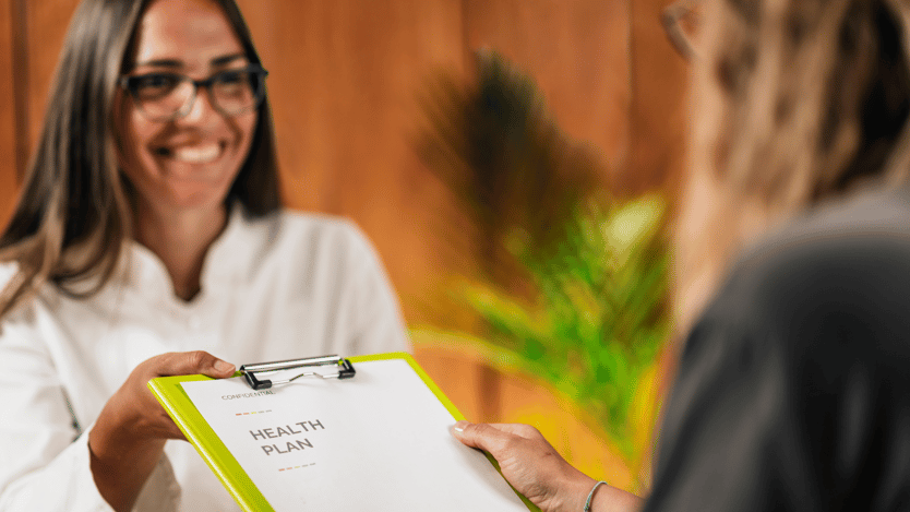 employee looking at health plan