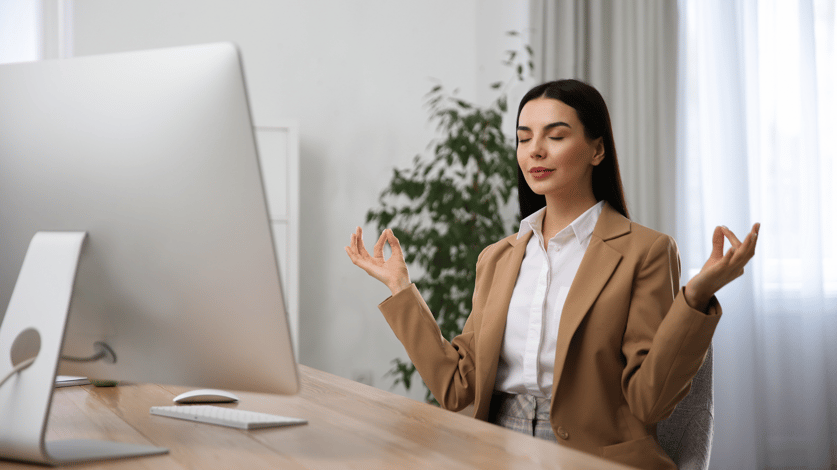 employee meditating